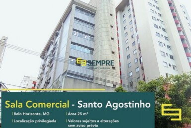 Sala comercial no bairro Santo Agostinho à venda em Belo Horizonte, excelente localização. O ponto comercial conta com área de 25 m².