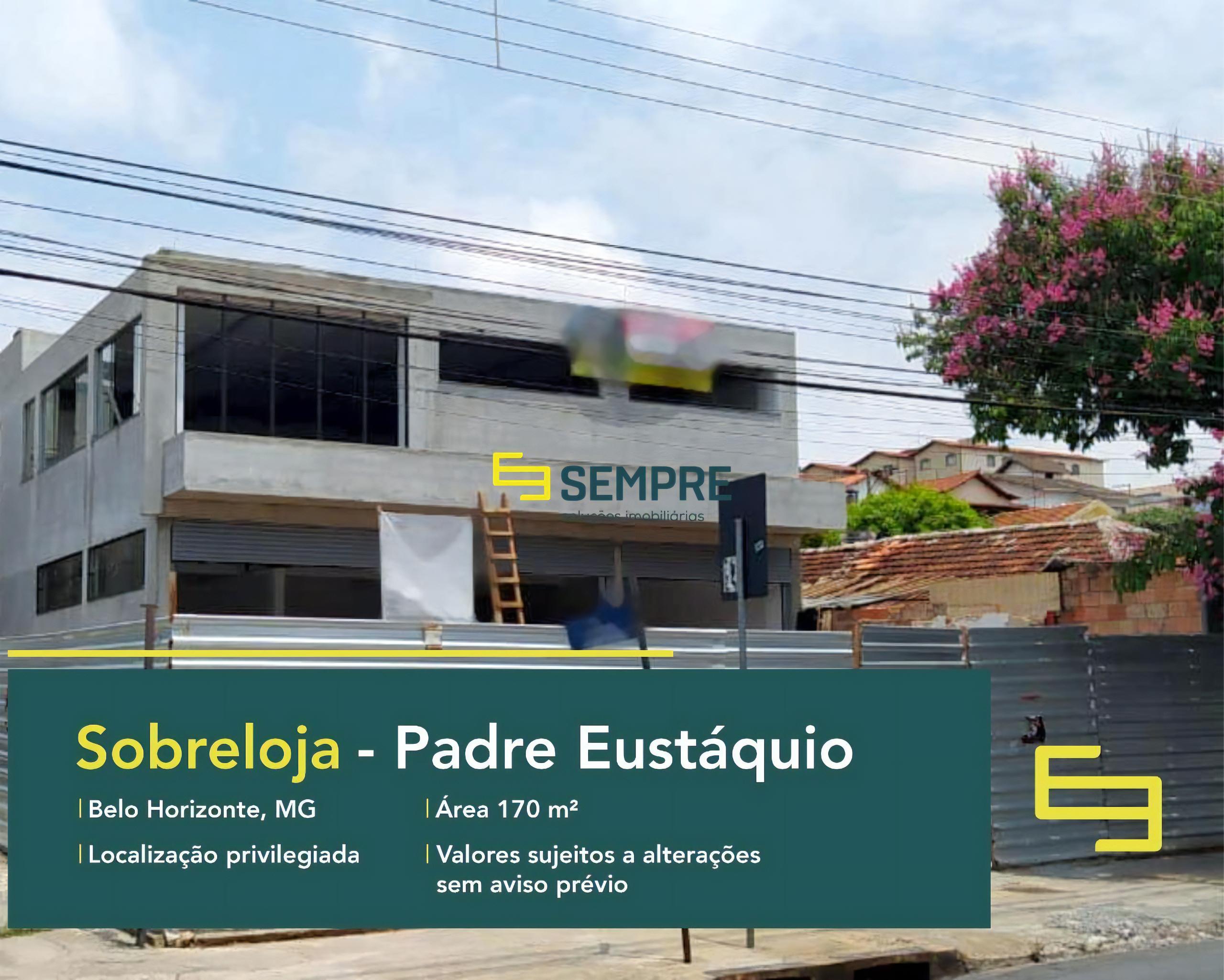 Sobreloja para alugar no Padre Eustáquio em Belo Horizonte, excelente localização. O estabelecimento comercial conta com área de 170 m².