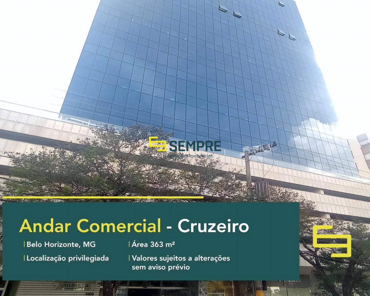 Andar comercial no Cruzeiro com vaga para alugar em Belo Horizonte, excelente localização. O ponto comercial conta com área de 363 m².