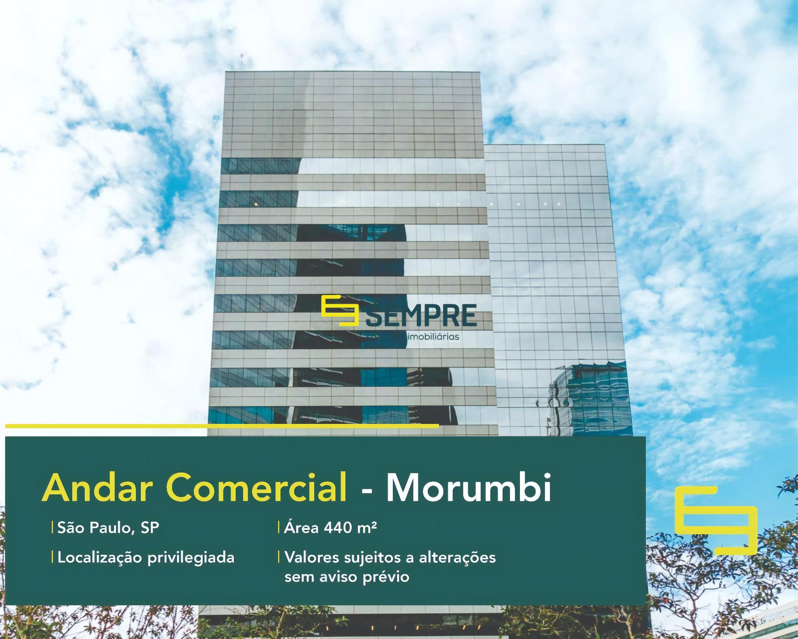 Laje corporativa no Morumbi para locação - São Paulo, em excelente localização. O estabelecimento comercial conta com área de 440 m².
