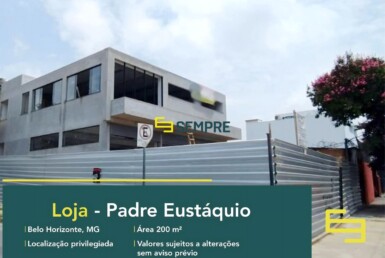 Loja para alugar no Padre Eustáquio em Belo Horizonte, excelente localização. O estabelecimento comercial conta com área de 200 m².