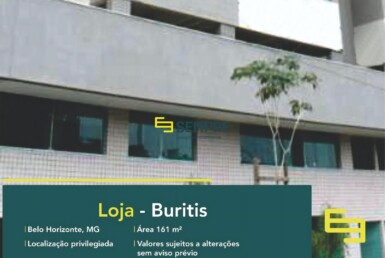 Loja à venda no Buritis em Belo Horizonte, excelente localização. O estabelecimento comercial conta com área de 161,69 m².