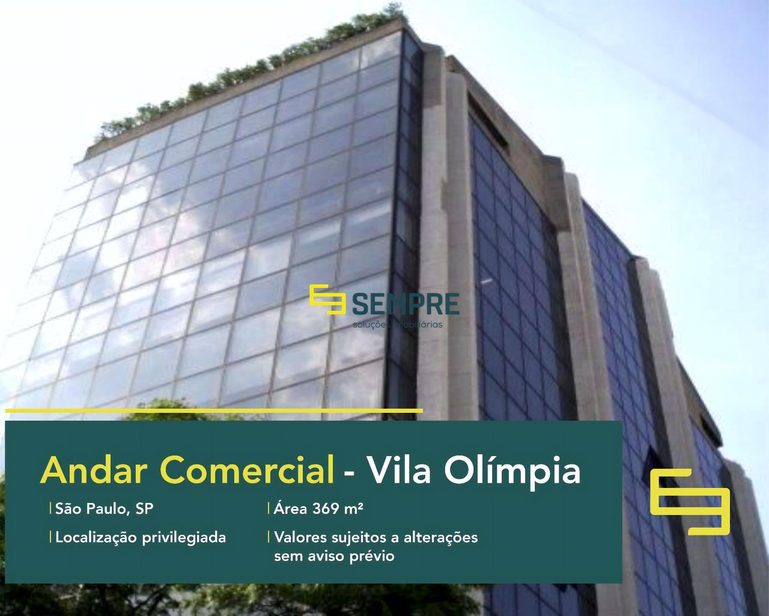 Andar comercial no Vila Olímpia para alugar em São Paulo, excelente localização. O estabelecimento comercial conta com área de 369,12 m².