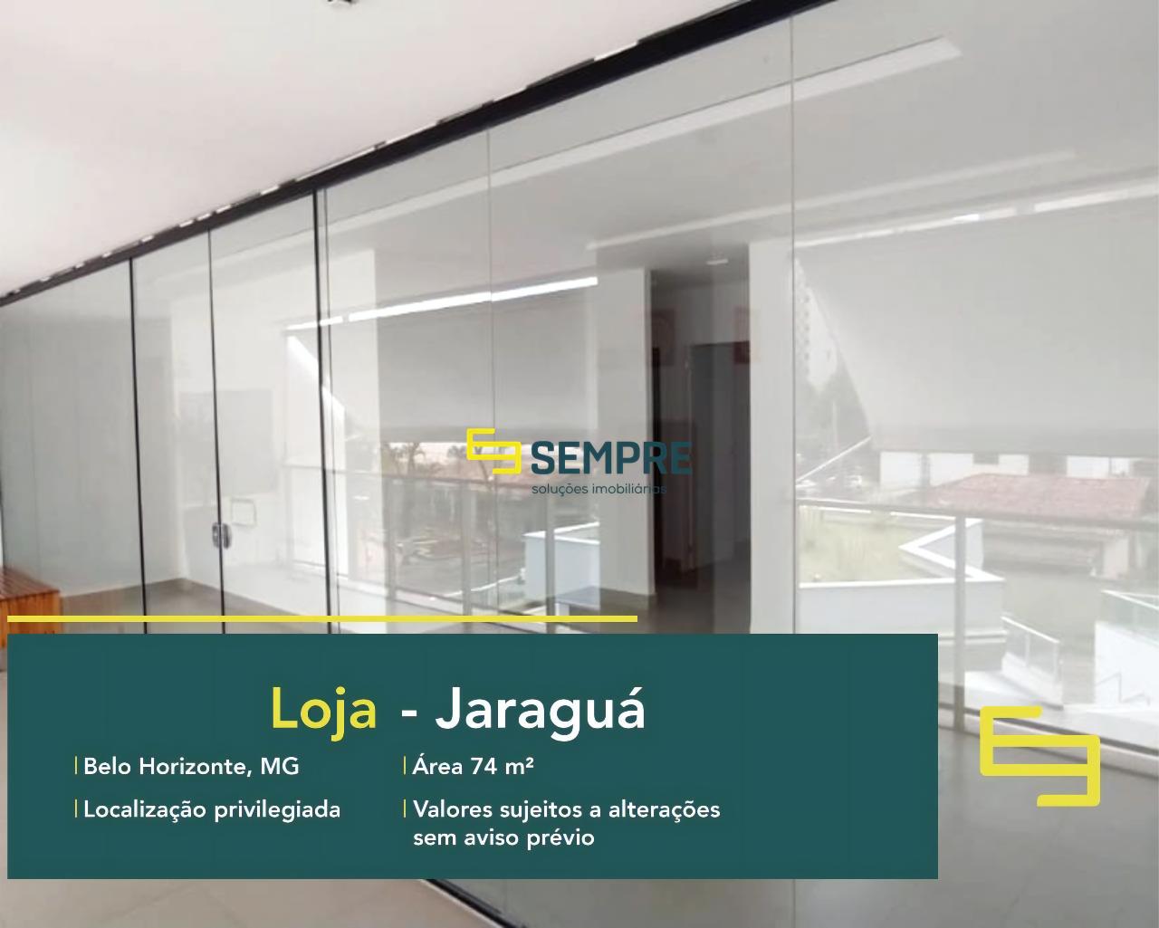 Loja no bairro Jaraguá para alugar em Belo Horizonte, excelente localização. O estabelecimento comercial conta com área de 67,94 m².
