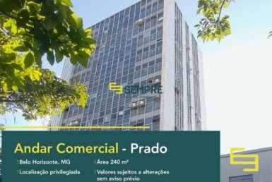 Andar comercial para alugar no Prado em Belo Horizonte, excelente localização. O estabelecimento comercial conta com área de 240 m².