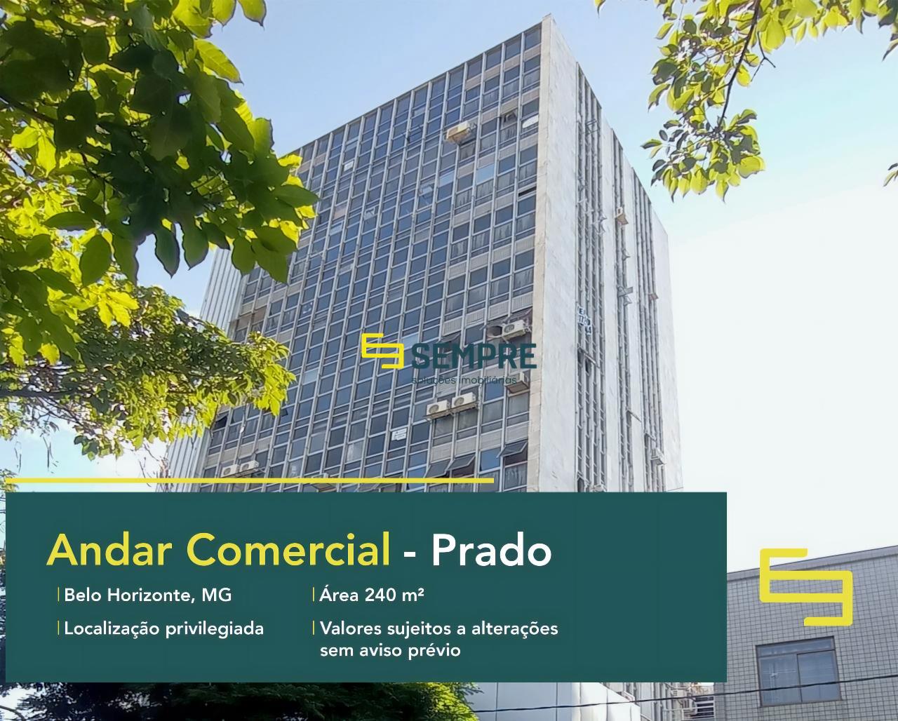 Andar comercial para alugar no Prado em Belo Horizonte, excelente localização. O estabelecimento comercial conta com área de 240 m².
