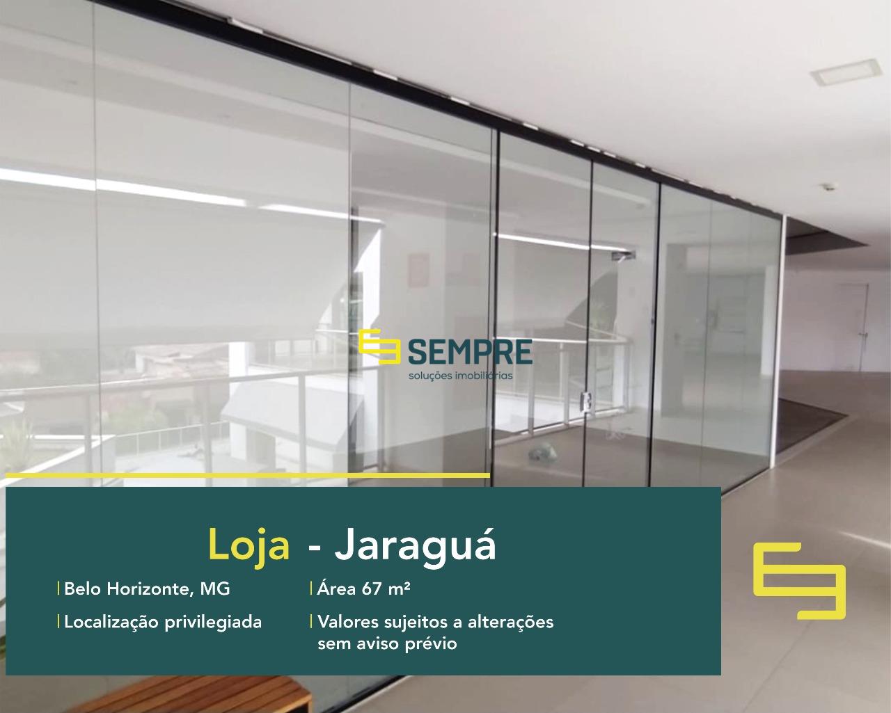 Loja no bairro Jaraguá para alugar em Belo Horizonte, excelente localização. O estabelecimento comercial conta com área de 67,94 m².