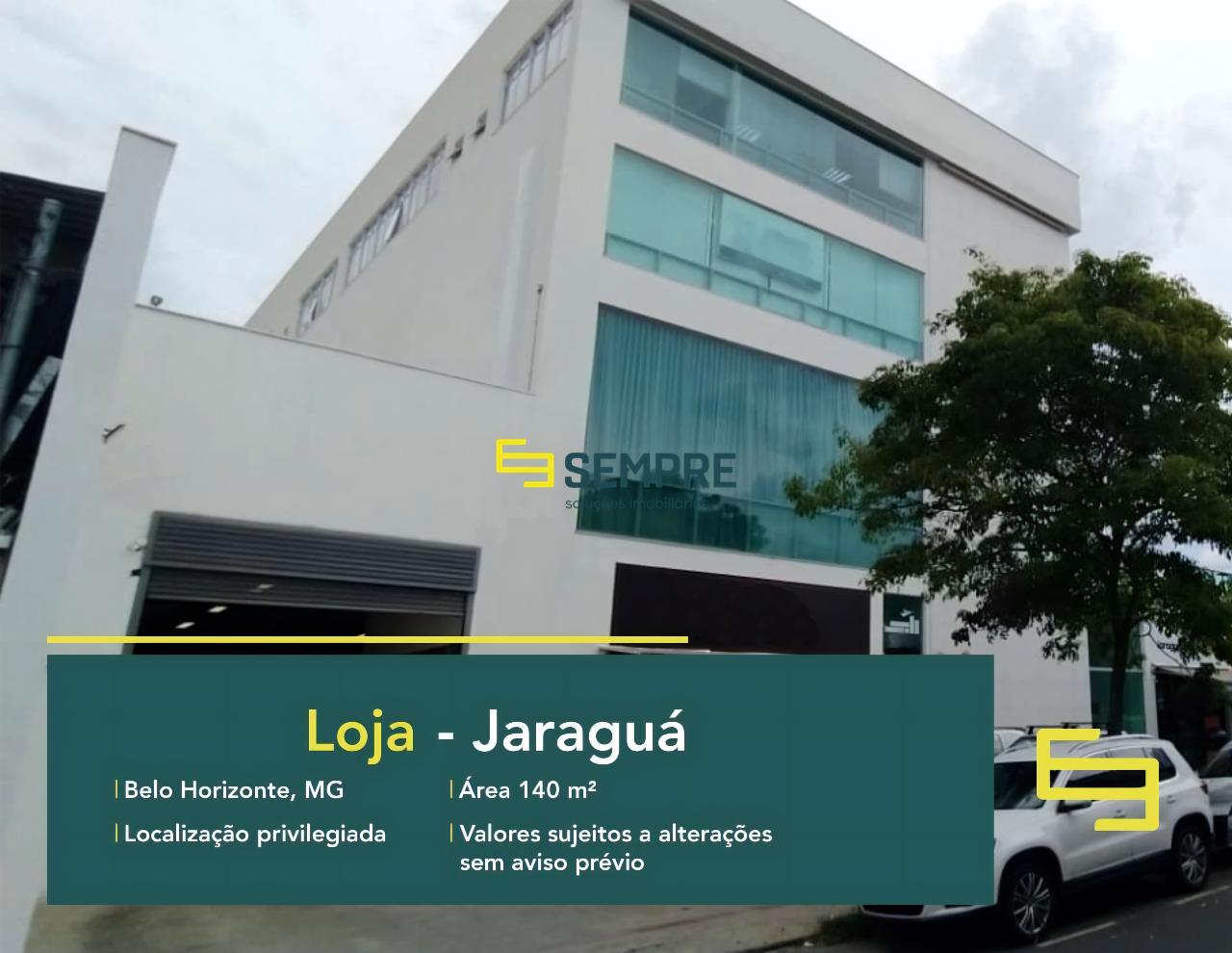 Aluguel de loja no bairro Jaraguá em Belo Horizonte, excelente localização. O estabelecimento comercial conta com área de 140 m².