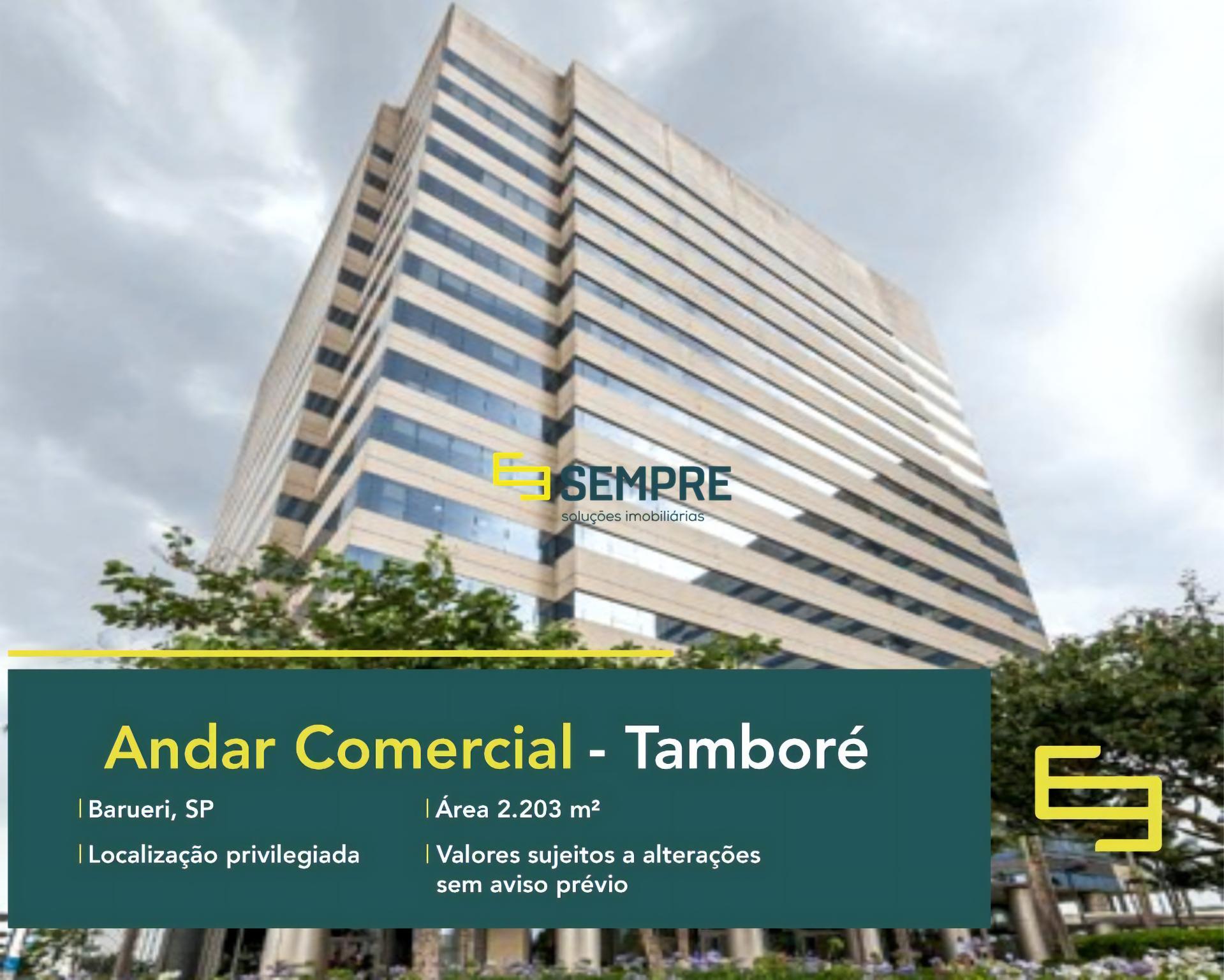 Laje corporativa em Barueri para locação - São Paulo, excelente localização. O estabelecimento comercial conta com área de 2.203 m².