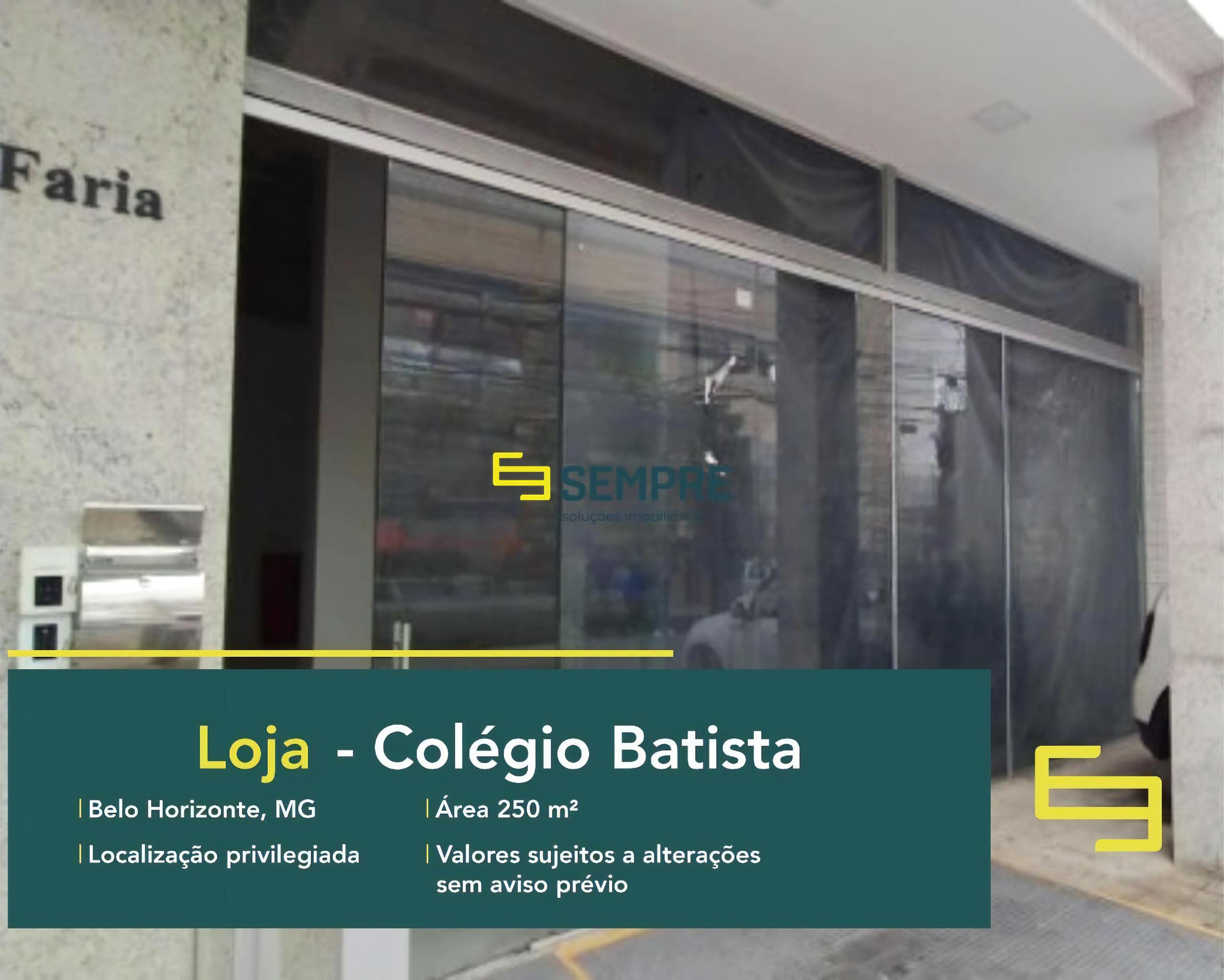 Loja para alugar no Colégio Batista - Oportunidade Única! O estabelecimento comercial conta, sobretudo, com área de 250 m².