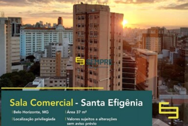 Sala comercial no Santa Efigênia à venda em Belo Horizonte, em excelente localização. O estabelecimento comercial conta com área de 37 m².