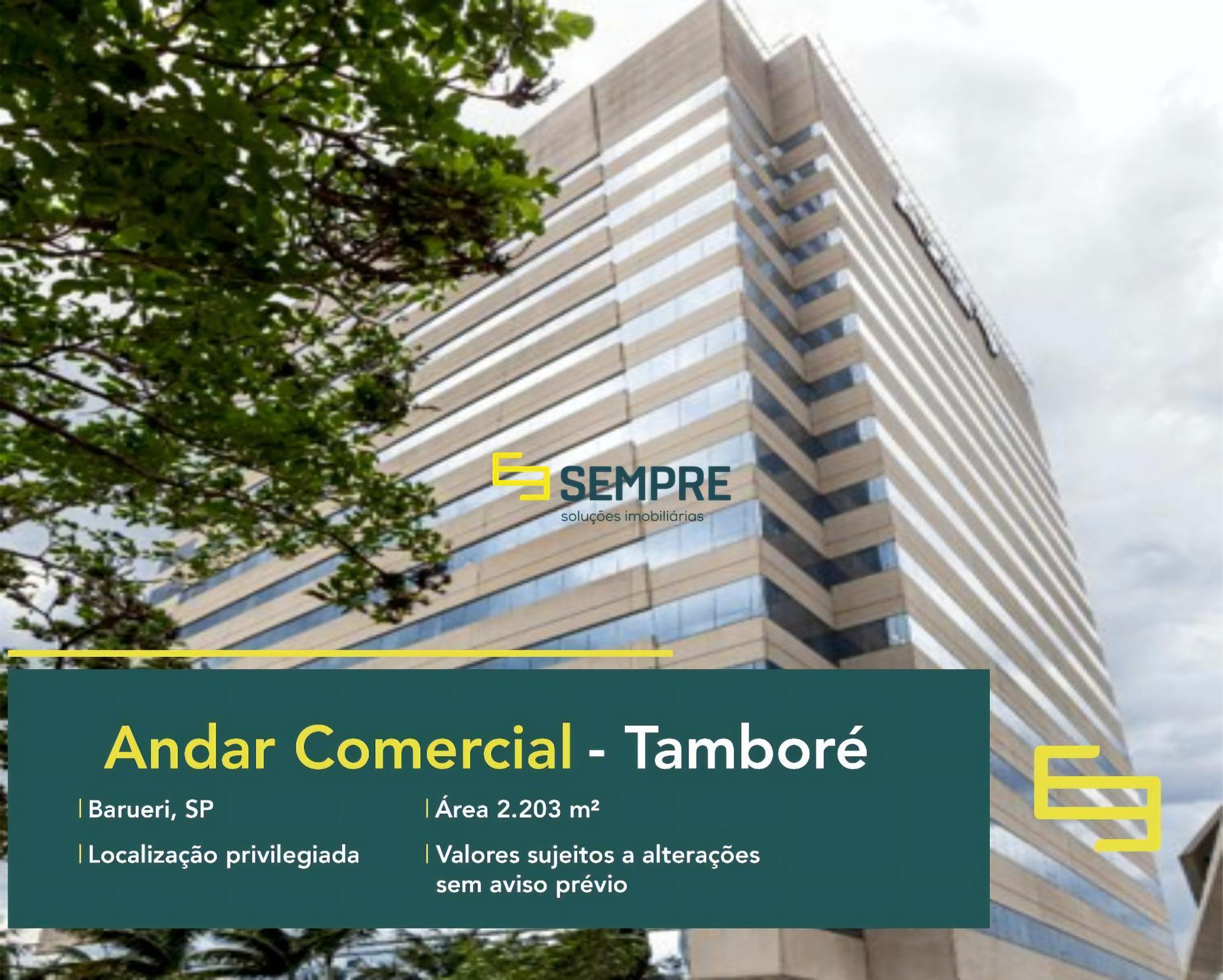 Laje corporativa para locação em Barueri - São Paulo, excelente localização. O estabelecimento comercial conta com área de 2.203 m².
