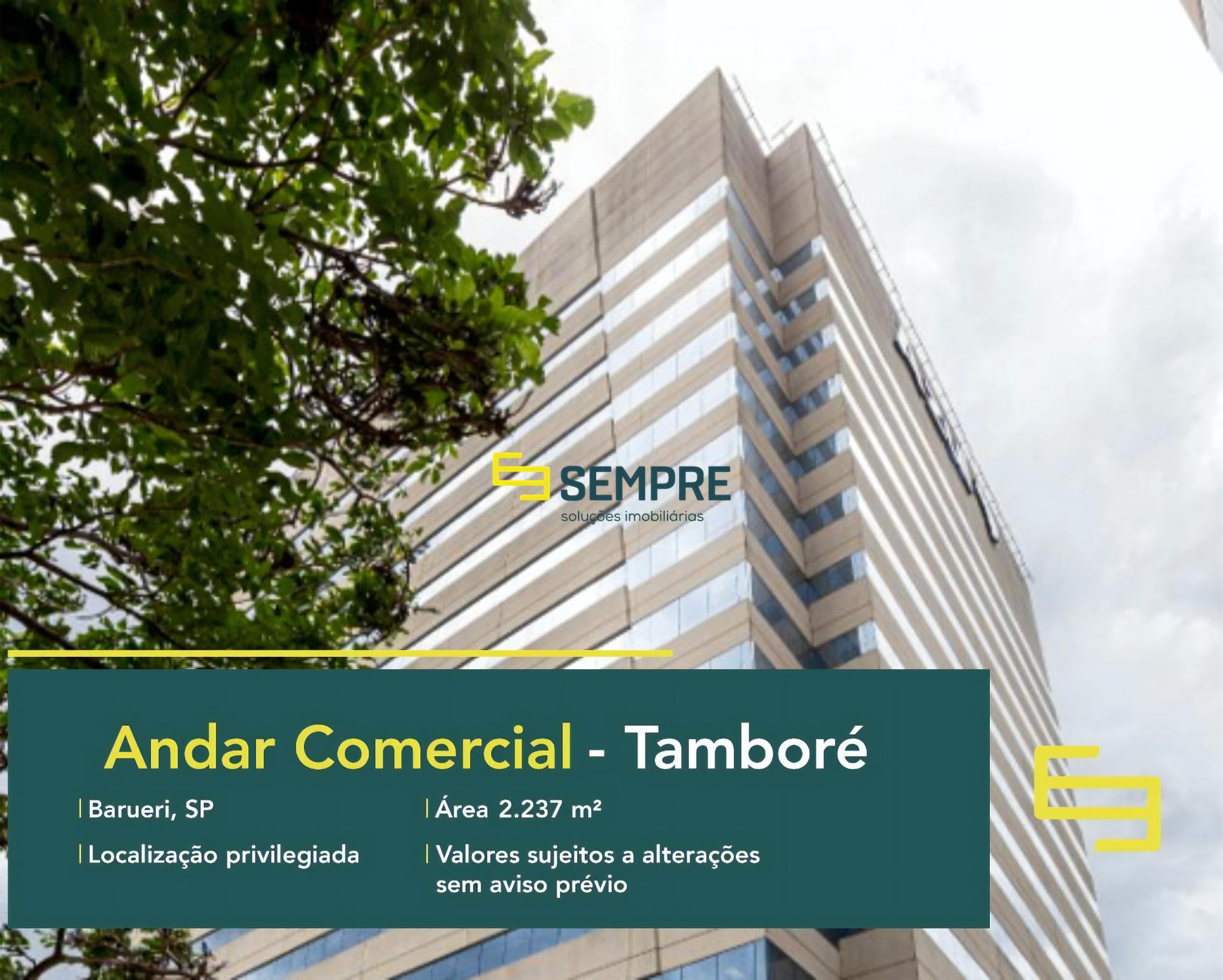 Aluguel de laje corporativa em Barueri - São Paulo, excelente localização. O estabelecimento comercial conta com área de 2.237 m².