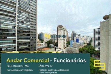 Andar corrido à venda no Funcionários em Belo Horizonte, excelente localização. O estabelecimento comercial conta com área de 196 m².