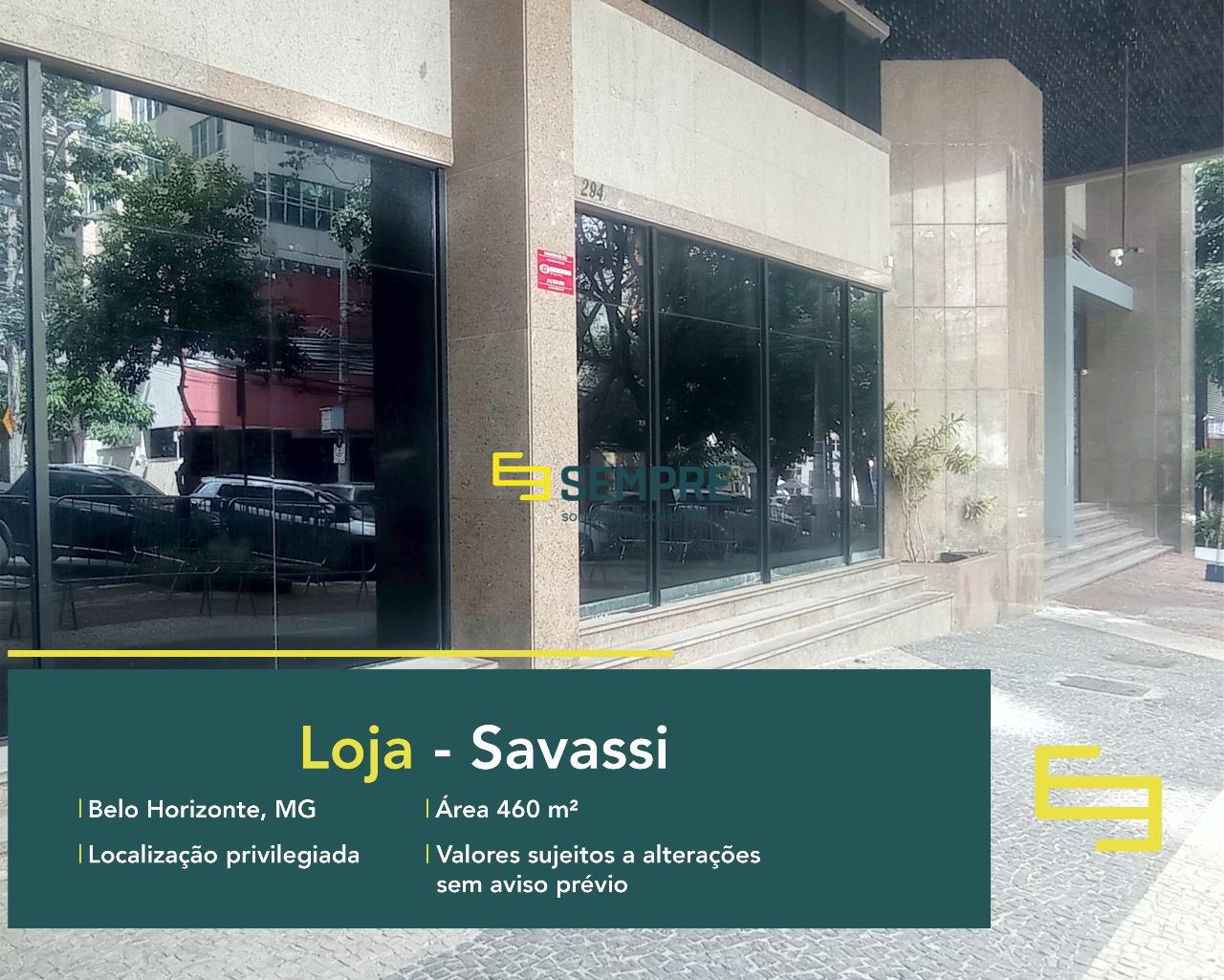 Aluguel de loja na Savassi em BH - Ed. Berlioz, em excelente localização. O estabelecimento comercial conta, sobretudo, com área de 460 m².