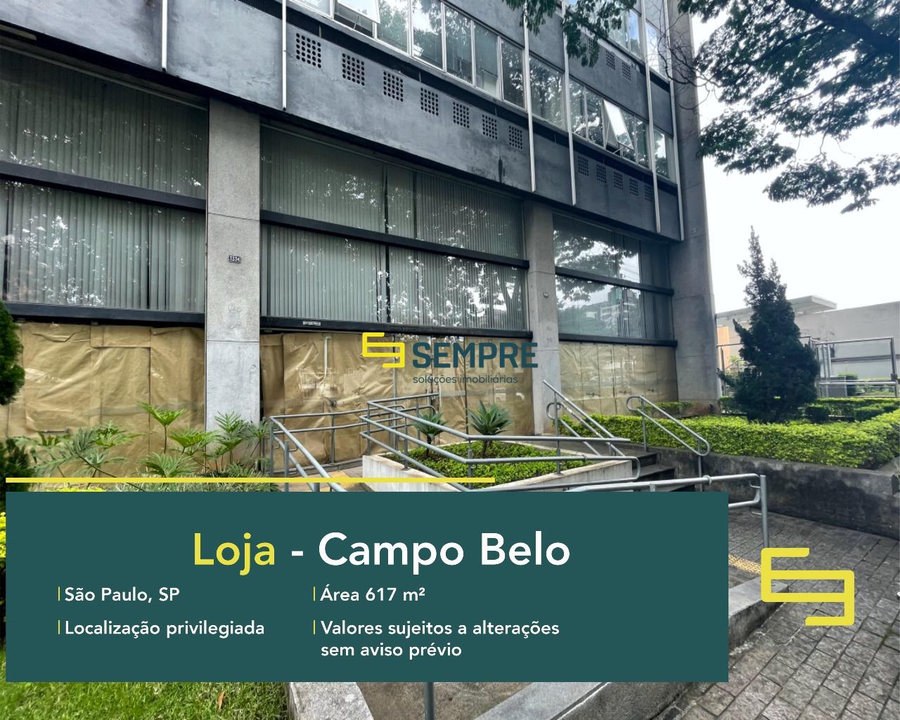 Loja para locação em São Paulo - Campo Belo, excelente localização. O estabelecimento comercial conta com área de 617,95 m².