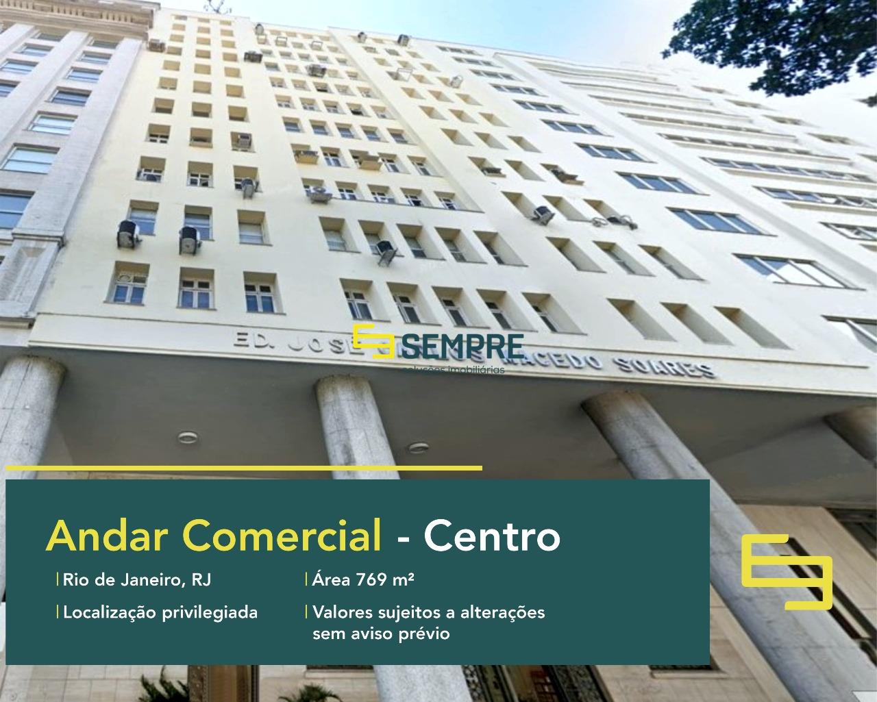 Andar comercial para alugar no RJ - Ed. José Carlos Macedo Soares, excelente localização. O ponto comercial conta com área de 769 m².