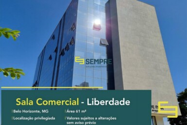 Sala comercial no bairro Liberdade à venda em Belo Horizonte, excelente localização. O estabelecimento comercial conta com área de 61 m².