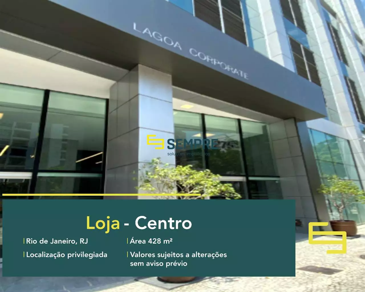 Loja para alugar no Lagoa Corporate - Rio de Janeiro, excelente localização. O estabelecimento comercial conta com área de 428 m².
