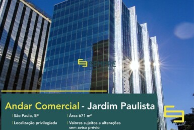 Laje corporativa para locação no Pinheiros Corporate - SP, excelente localização. O estabelecimento comercial conta com área de 671 m².