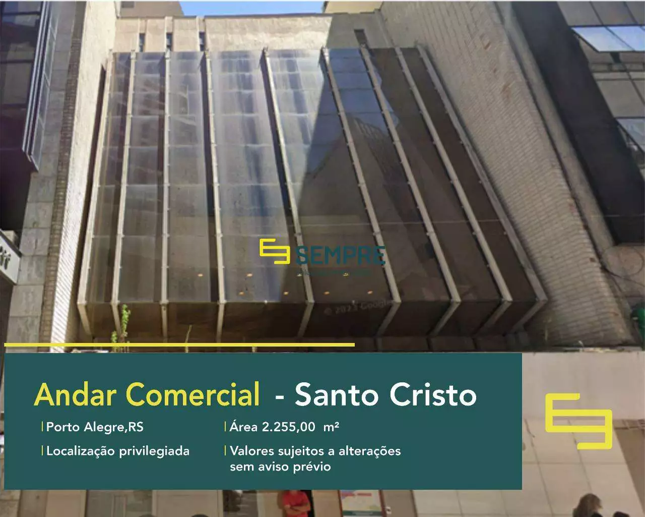 Andar comercial em Porto Alegre para locação - Rio Grande do Sul. O estabelecimento comercial conta com área de 2.255 m².