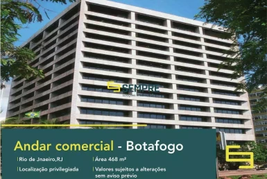 Andar comercial no Centro Empresarial Botafogo para alugar - RJ, excelente localização. O estabelecimento comercial conta com área de 468 m².