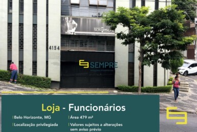 Venda de loja no Funcionários em Belo Horizonte, excelente localização. O estabelecimento comercial conta com área de 479 m².