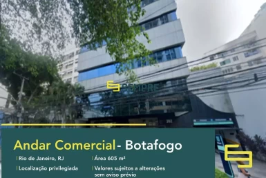 Andar comercial para alugar no Botafogo Trade Center - RJ, excelente localização. O estabelecimento comercial conta com área 605 m².