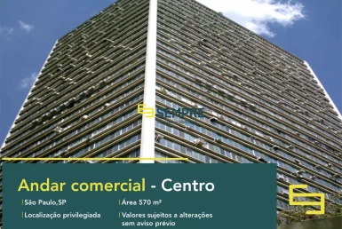 Andar comercial no Edifício Conde Prates para locação em SP, excelente localização. O estabelecimento comercial conta com área de 570 m².