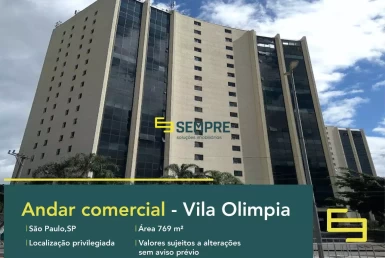 Andar corporativo no bairro Vila Olímpia em São Paulo, excelente localização. O estabelecimento comercial conta com área de 765,62 m².