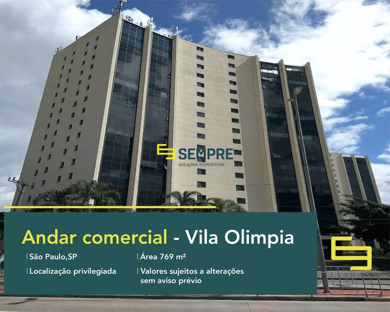 Andar corporativo no bairro Vila Olímpia em São Paulo, excelente localização. O estabelecimento comercial conta com área de 765,62 m².