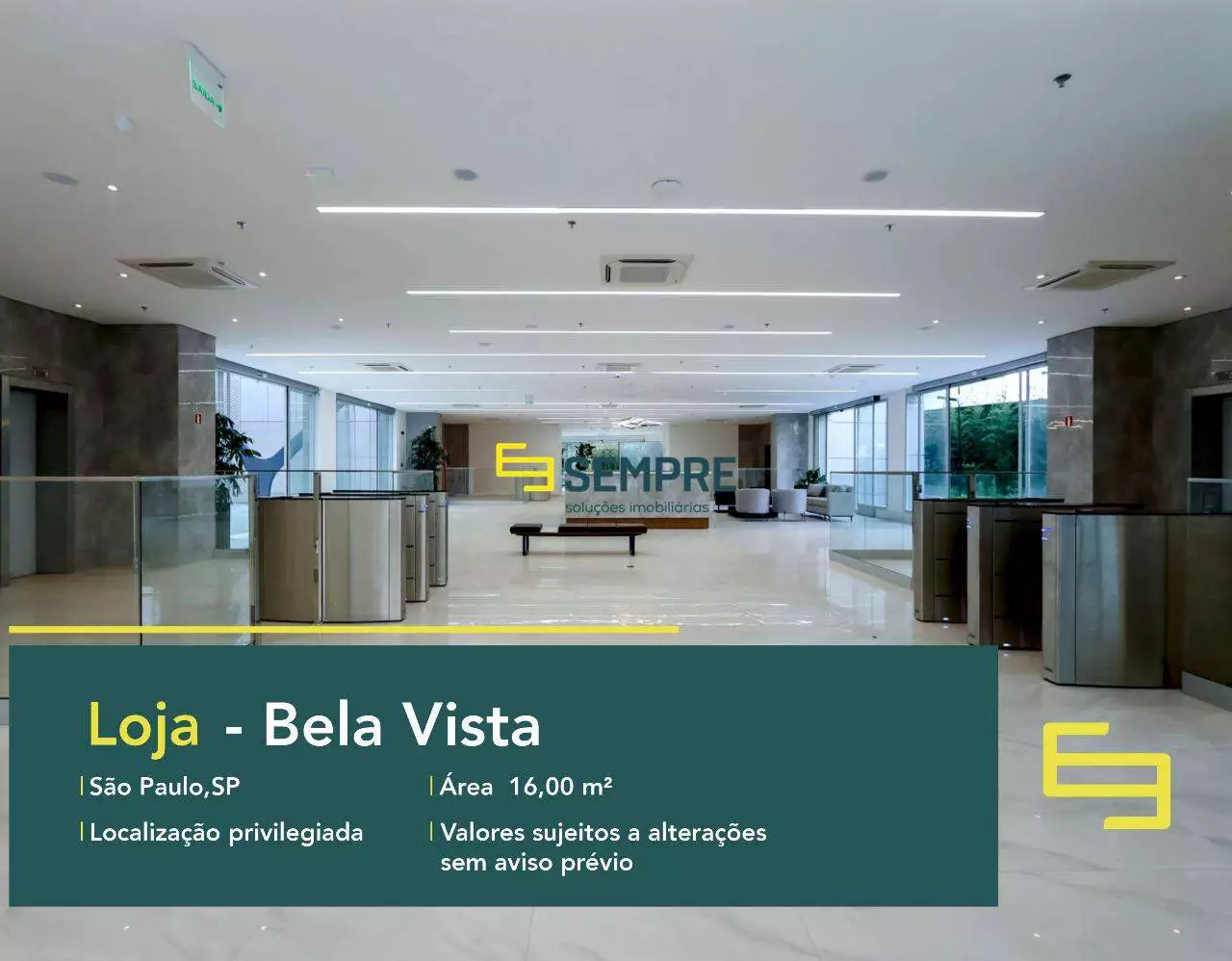 Loja para locação no Bela Vista em São Paulo - Martiniano Center, excelente localização. O estabelecimento comercial conta com área de 16 m².