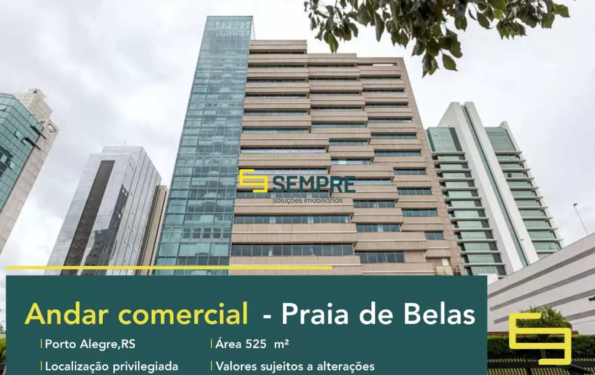 Andar corporativo no Centro Empresarial Guaíba para locação, excelente localização. O estabelecimento comercial conta com área de 525 m².