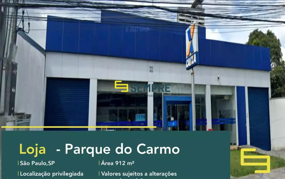 Loja para vender em São Paulo no Parque do Carmo, em excelente localização. O estabelecimento comercial conta com área de 912 m².