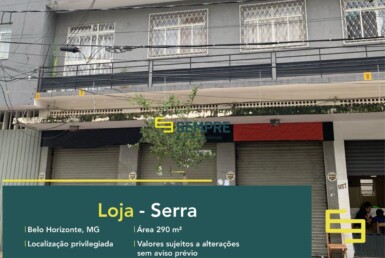 Loja à venda na Serra em Belo Horizonte, excelente localização. O estabelecimento comercial conta com área de 290 m².