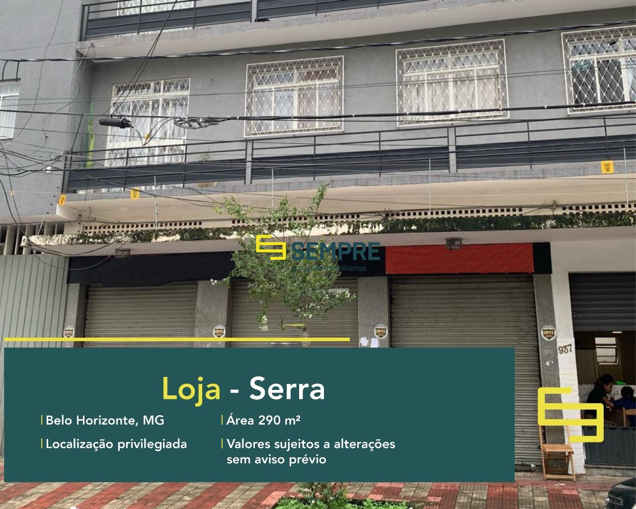 Loja à venda na Serra em Belo Horizonte, excelente localização. O estabelecimento comercial conta com área de 290 m².