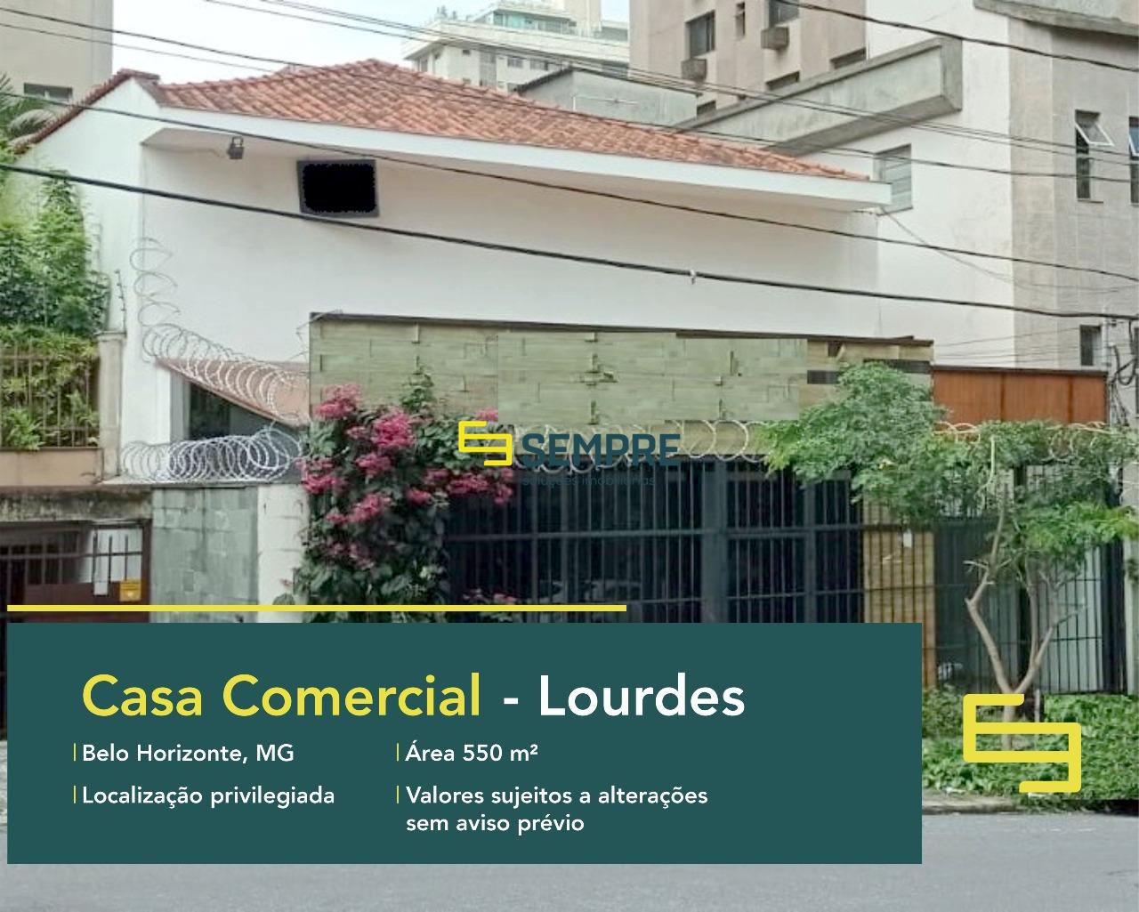 Casa comercial no Lourdes à venda em Belo Horizonte, excelente localização. O estabelecimento comercial conta com área de 550 m².