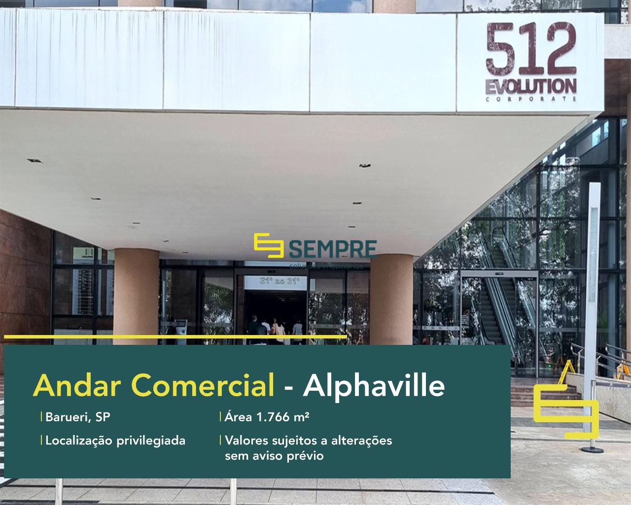 Laje corporativa no Edifício Evolution Corporate em São Paulo, excelente localização. O estabelecimento comercial conta com área de 1.766 m².