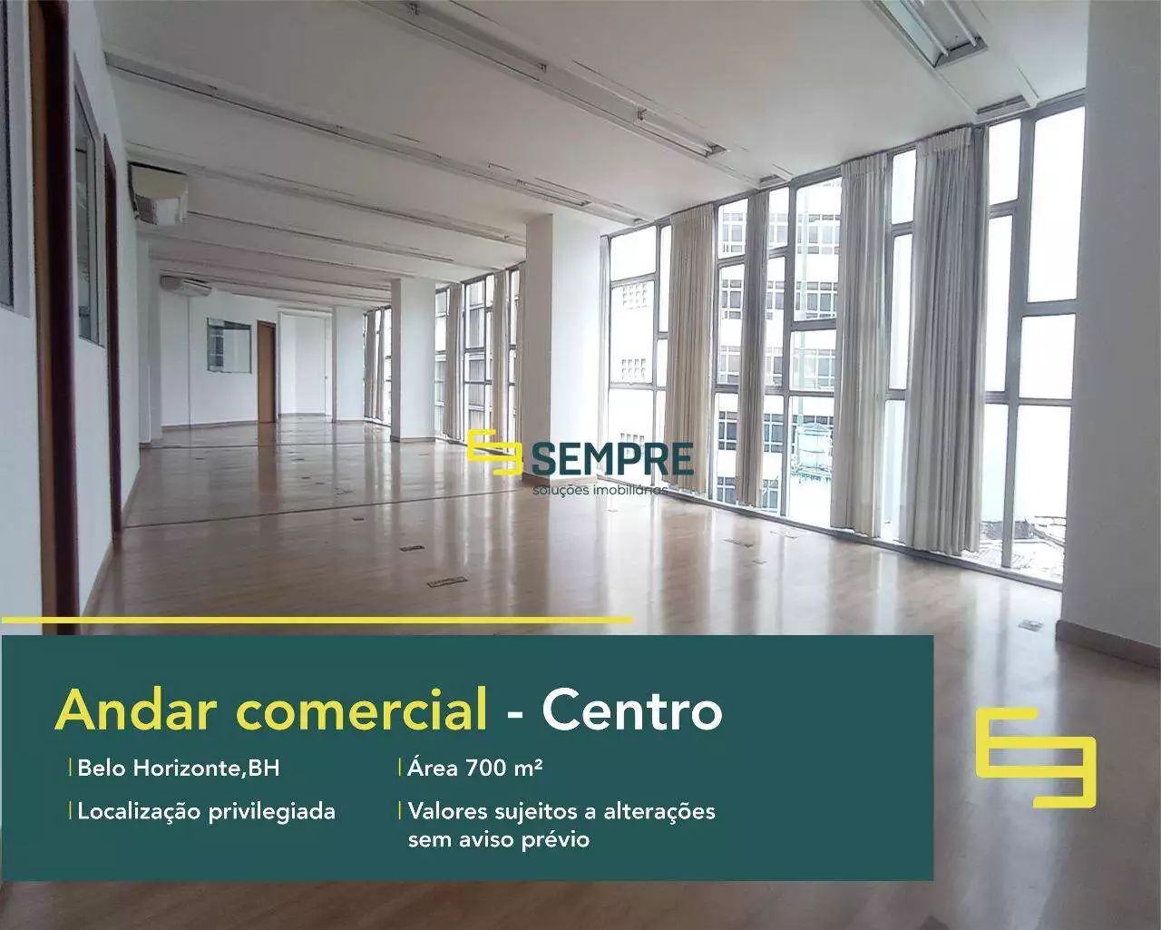 Andar comercial no Ed Vicente de Áraujo para alugar em BH. O estabelecimento comercial conta, sobretudo, com área de 700 m².