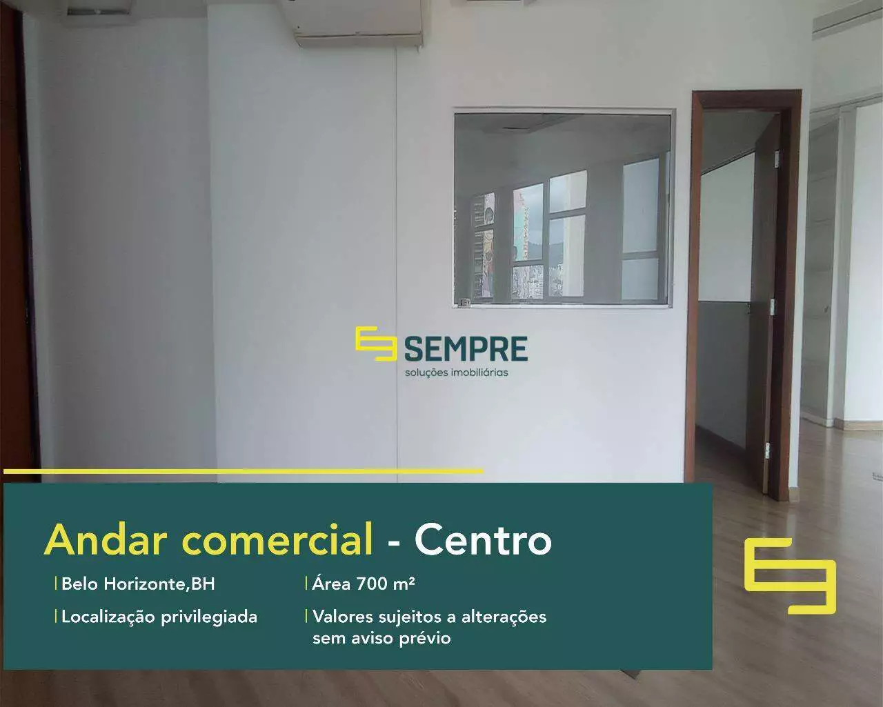 Andar corrido no Ed Vicente de Áraujo para alugar em BH. O estabelecimento comercial conta, sobretudo, com área de 700 m².