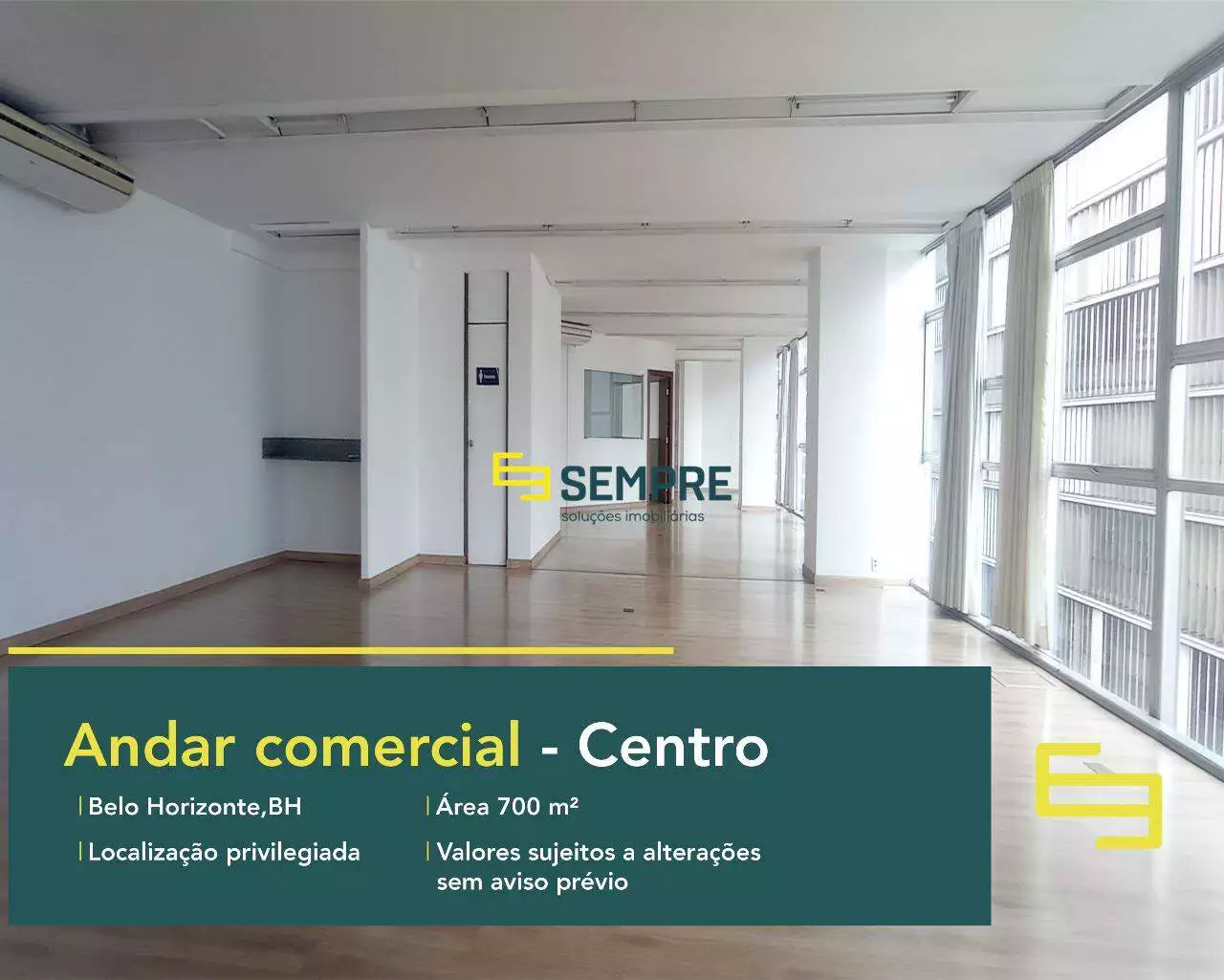 Andar corporativo no Ed Vicente de Áraujo para alugar em BH. O estabelecimento comercial conta, sobretudo, com área de 700 m².