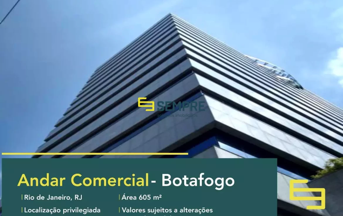 Andar comercial para locação no Botafogo Trade Center - RJ, excelente localização. O estabelecimento comercial conta com área de 605 m².