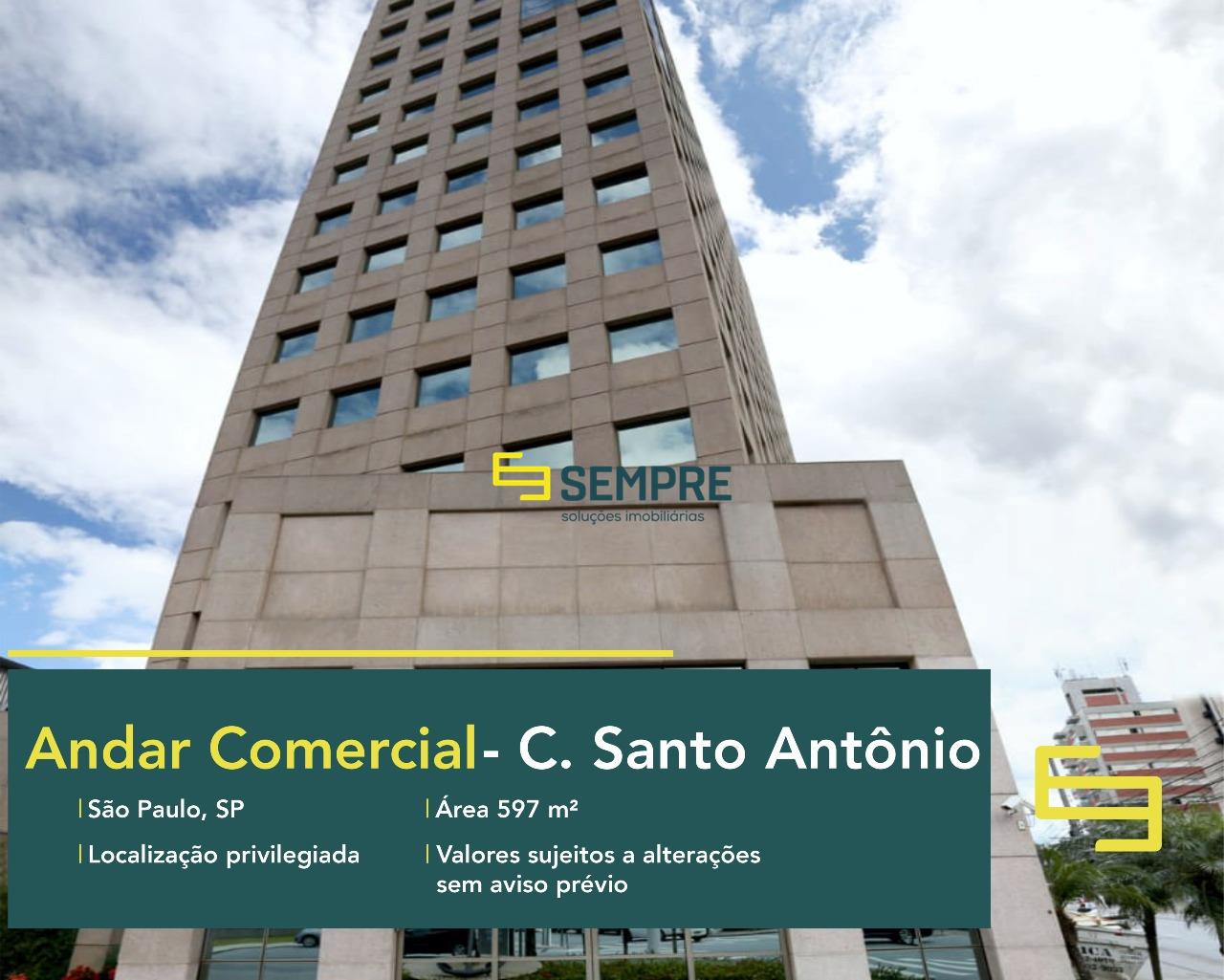Andar comercial no Chácara Santo Antônio em São Paulo, excelente localização. O estabelecimento comercial conta com área 597 m².