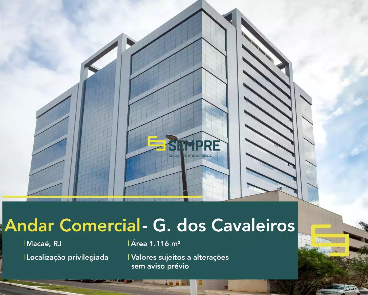 Andar corrido no Edifício The Corporate para locação no RJ, excelente localização. O estabelecimento comercial conta com área de 1.116 m².