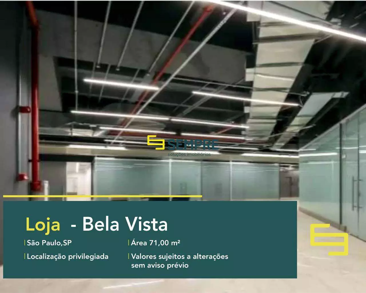 Loja para alugar no Bela Vista em São Paulo - Martiniano Center, excelente localização. O estabelecimento comercial conta com área de 71 m².