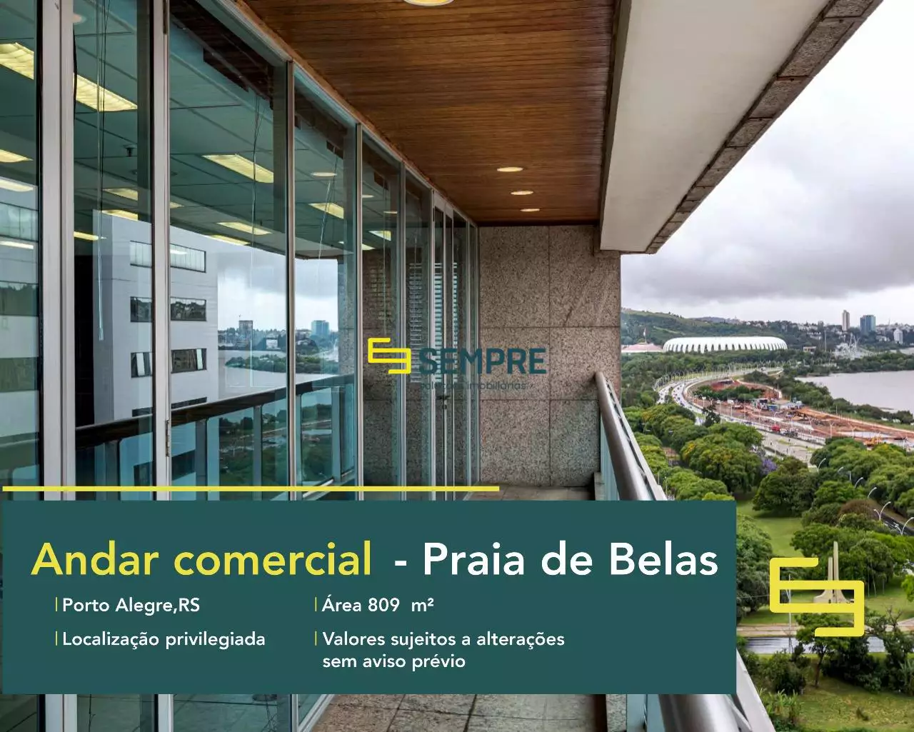 Andar corporativo para locação em Porto Alegre - RS, excelente localização. O estabelecimento comercial conta com área de 809 m².