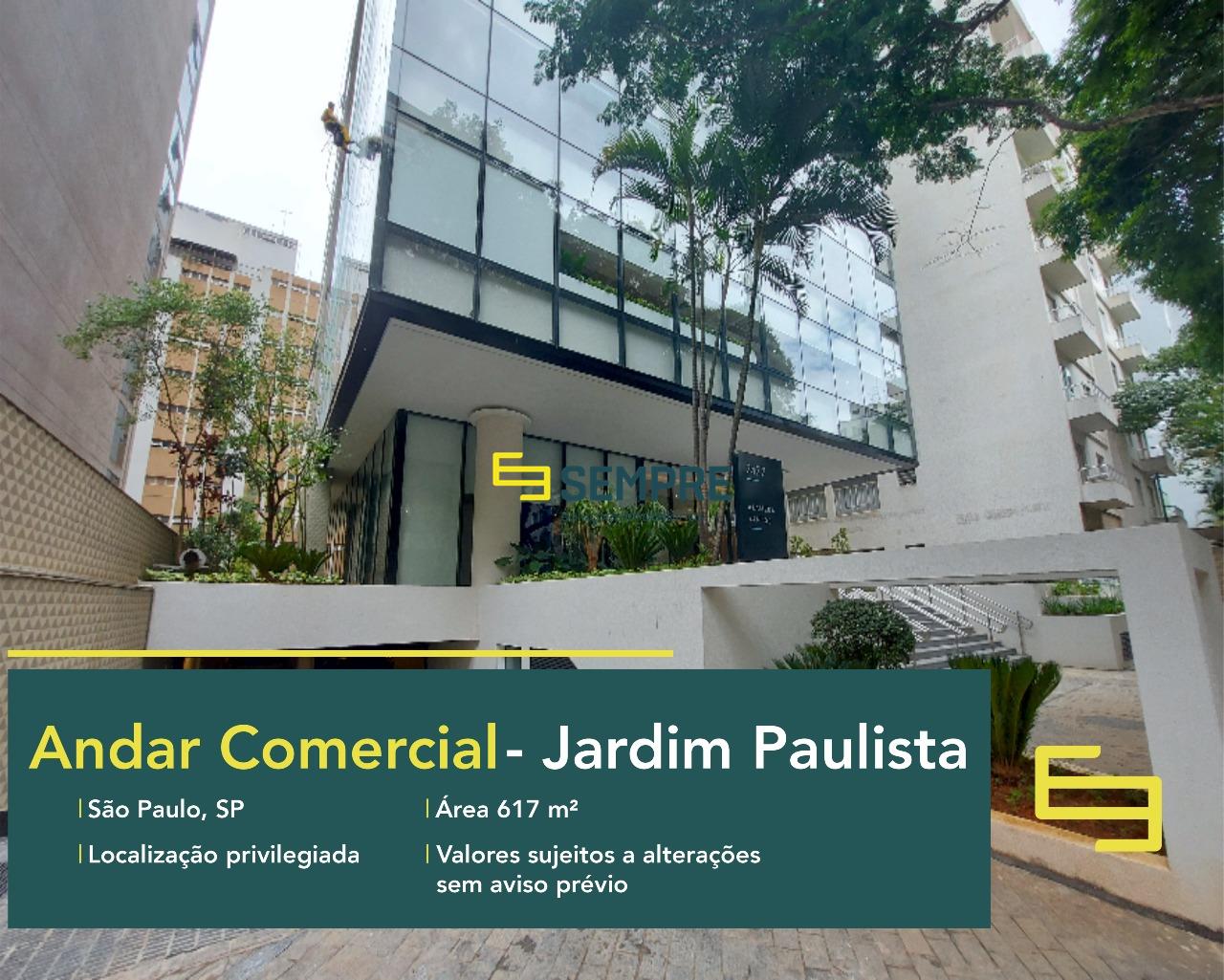 Laje corporativa no Edifício Flex Office para locação em São Paulo, excelente localização. O ponto comercial conta com área de 617 m².