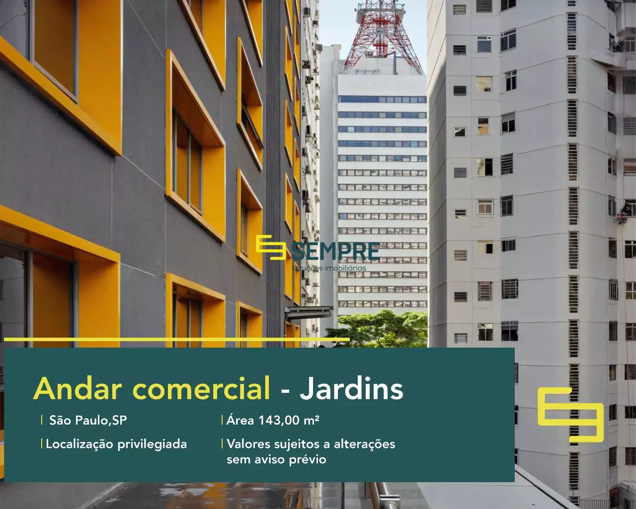 Andar corrido no Bravo Paulista para locação em São Paulo, excelente localização. O estabelecimento comercial conta com área de 147,67 m².