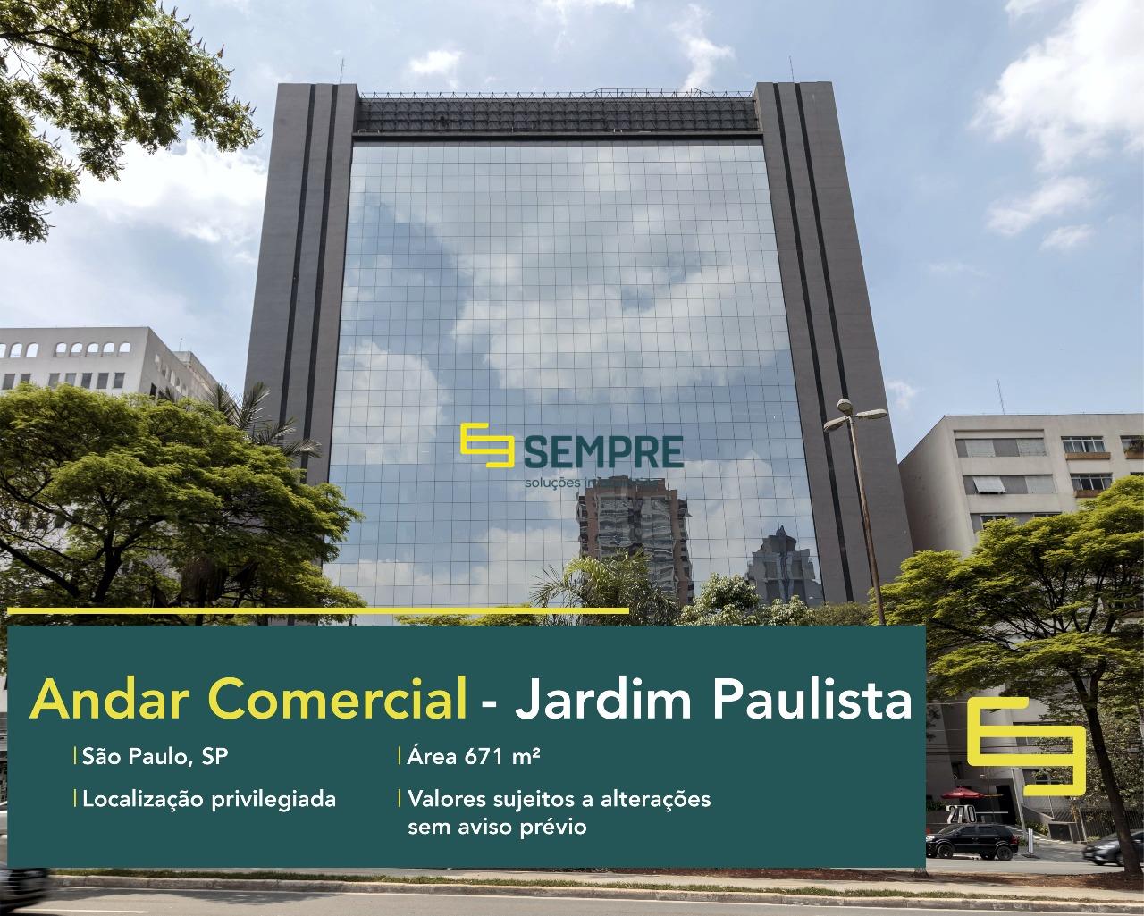 Locação de laje corporativa no Pinheiros Corporate - SP, excelente localização. O estabelecimento comercial conta com área de 671 m².