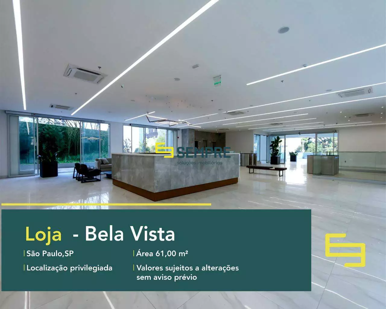 Loja no Bela Vista para locação em São Paulo - Martiniano Center, excelente localização. O estabelecimento comercial conta com área de 61 m².